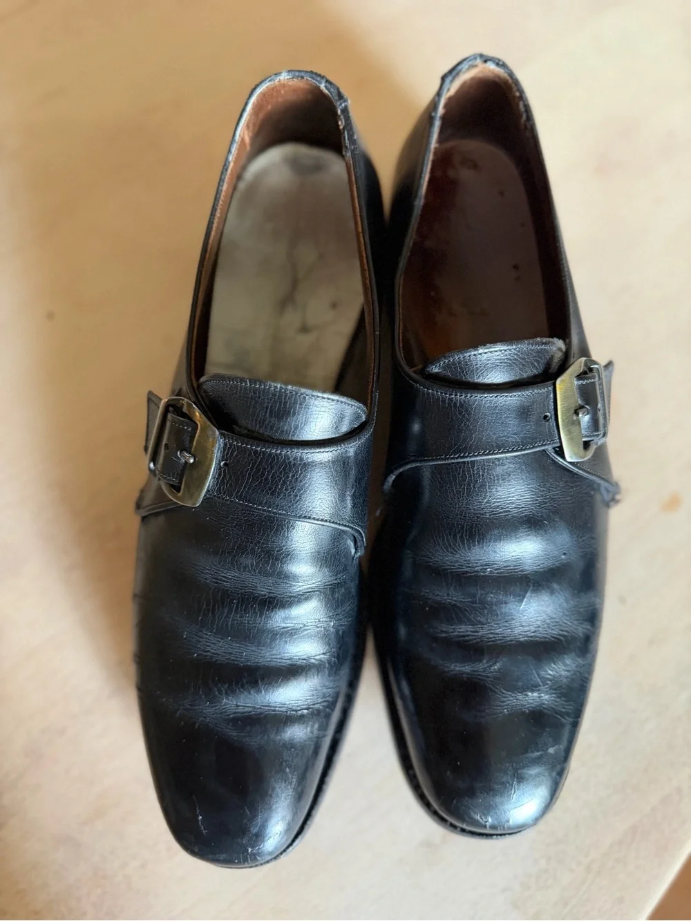 Vintage Allen Edmond DraKe Single Monk Strap Leather Formal Shoes Black Mens 11